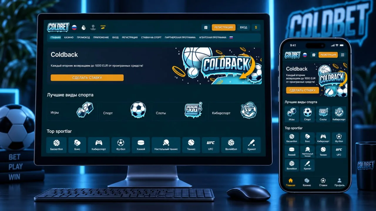 Главная страница казино на мониторе и смартфоне